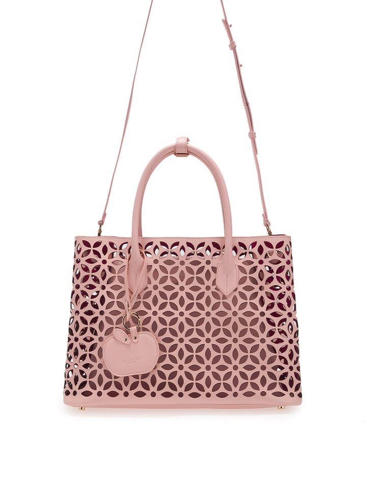 FUCSIA 2024 FASHION LASER CUT DETAILED SATCHEL WITH POUCH 2 IN 1 BAG